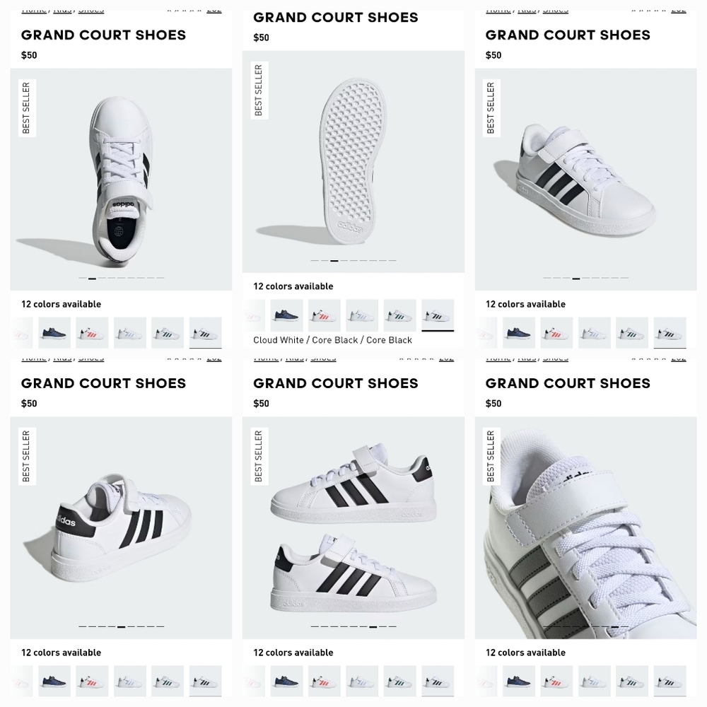 KIDS' & BIG KIDS ADIDAS SHOES GRAND COURT 2.0 ELK, sizes: 11.5, 12